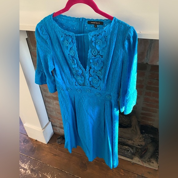 Nanette Lepore Azul 3D Flower Lace Overlay Dress size 4 Old Money Luxurious Rich - Picture 3 of 8